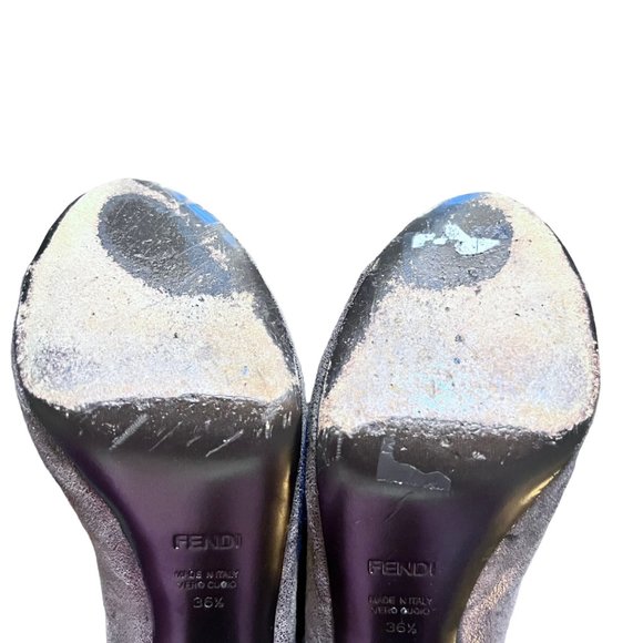 Authenticated Fendi VTG Bronze Metallic Peeptoe pumps 36.5 - Picture 10 of 13